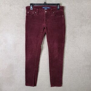 Ralph Lauren Sport Pants Womens 4 Burgundy Corduroy 5 Pocket Slim Fit Stretch
